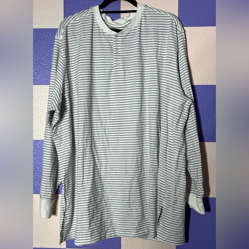 NWT Good Counsel Wanzer Long Sleeve Henley in White + Black - Size 2X